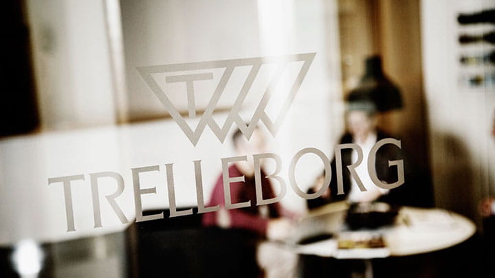 Trelleborg logo on glass