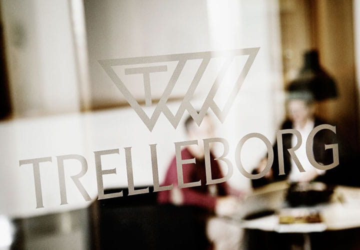 Trelleborg logo on glass