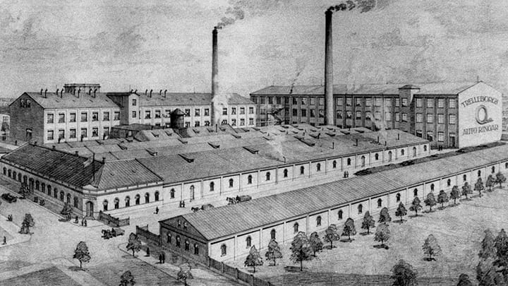 Trelleborg factory in 1913 during early operations