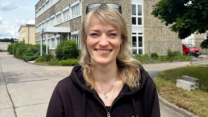 Alexandra Kryvets outside of the facility in Germany