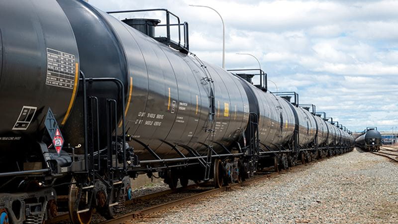 Raildroad tank car standing at the station